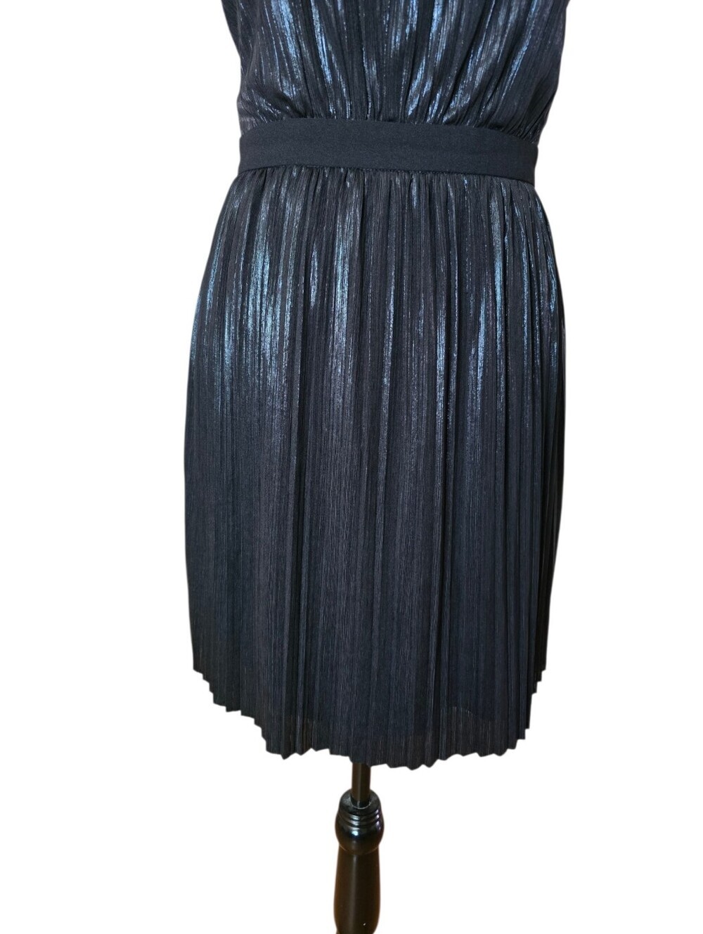 Gentle Fawn Black Shimmery Pleated Backless Cocktail Dress Size 6 - Picture 3 of 15